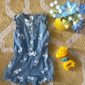 Baby girl 6 month denim heart button up romper